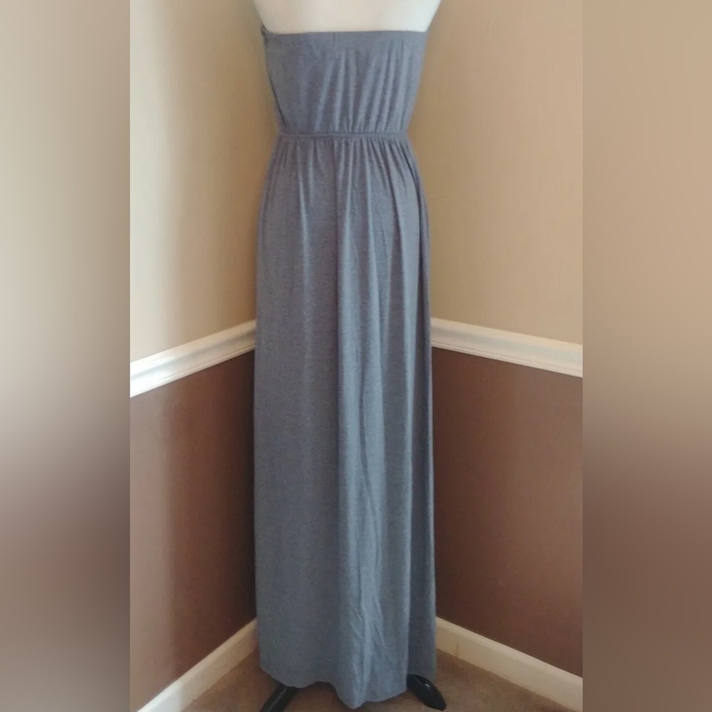 Slate Blue Strapless Maxi Dress Jersey Knit Boho Modcloth by Doe & Rae Euro - Picture 5 of 10